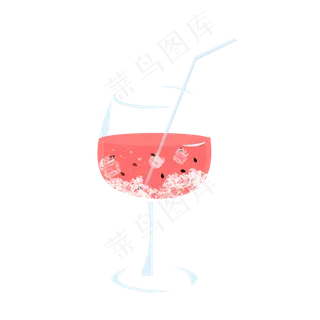 卡通手绘夏至西瓜汁矢量图