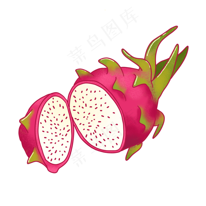 卡通手绘切开的火龙果PNG免抠