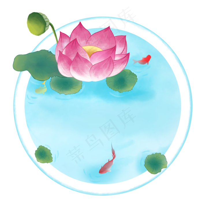 夏季荷花边框(2000X2000(DPI:300))psd模版下载