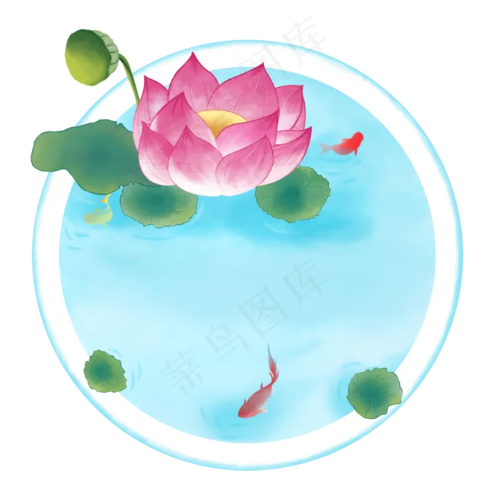 夏季荷花边框(2000X2000(DPI:300))psd模版下载