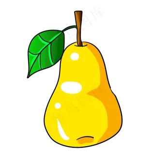 黄色手绘水果梨元素