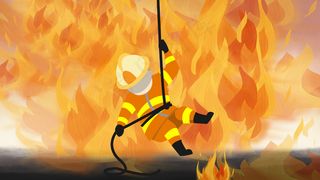 简约火灾消防员营救