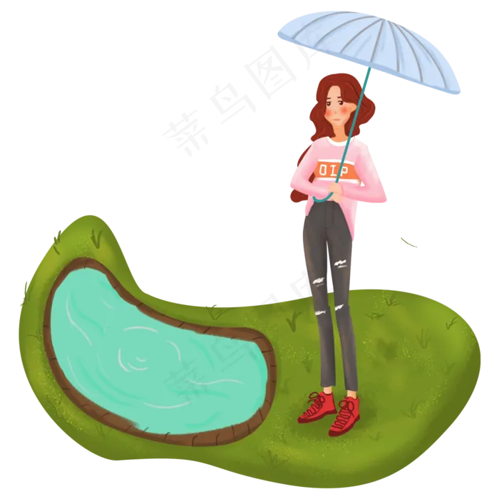 清明节雨天踏青女孩