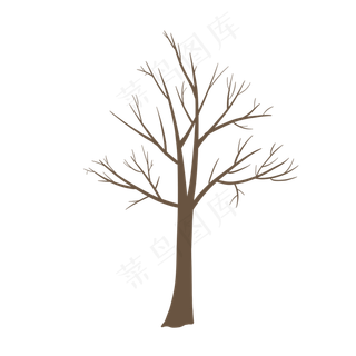 植树节棕色枯树手绘,免抠元素
