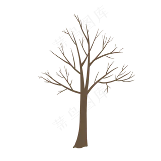植树节棕色枯树手绘,免抠元素