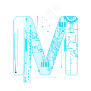 蓝色科技线条PSD字母M