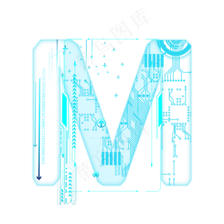 蓝色科技线条PSD字母M 蓝色科技线条PSD字母M