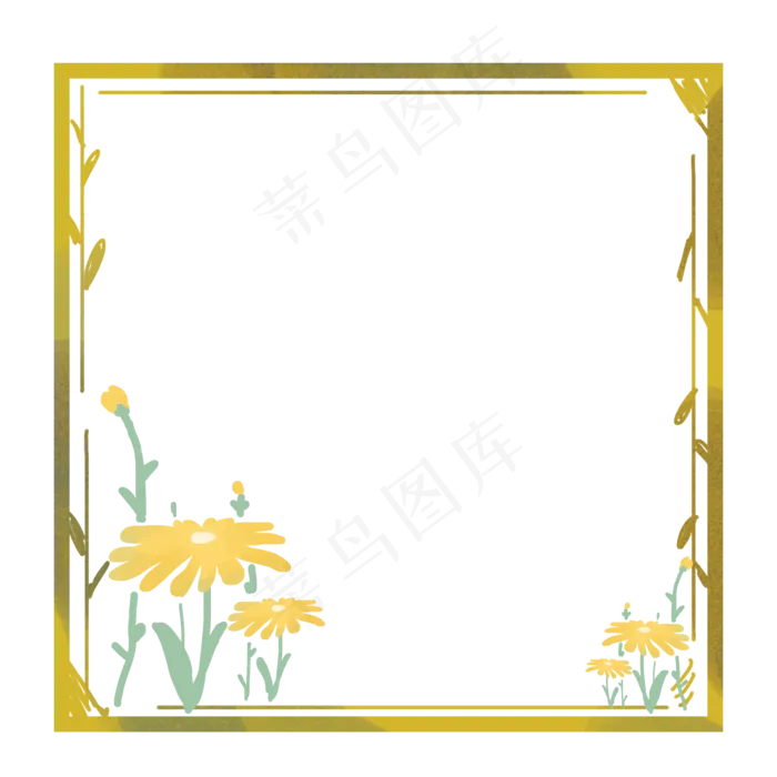 叶子菊花黄色边框(2000X2000(DPI:300))psd模版下载