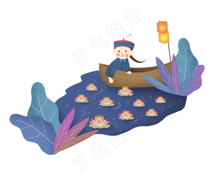 中元节僵尸百鬼节植物荷花灯池塘(2876X2362(DPI:300))psd模版下载