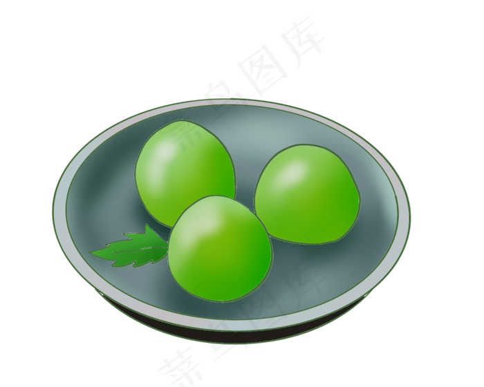 一盘清明青团食物