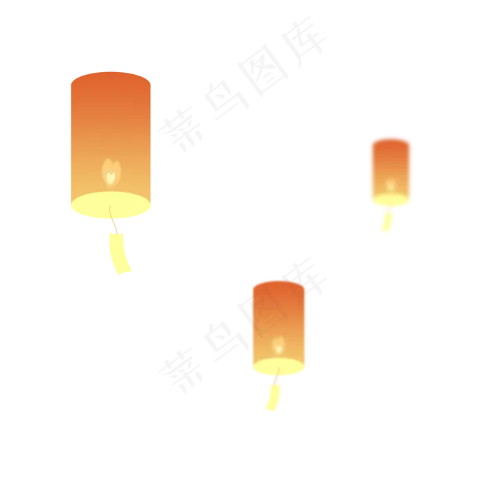 元宵节中秋节矢量孔明灯免抠元素