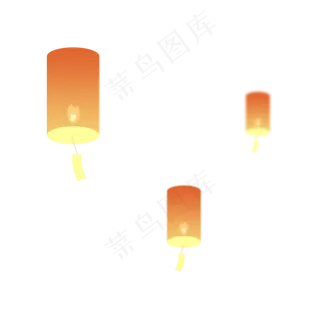元宵节中秋节矢量孔明灯免抠元素