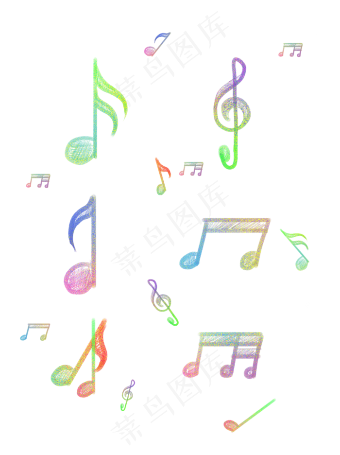 音乐节五彩音符元素,免抠元素