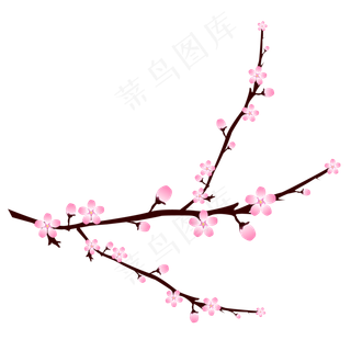 矢量装饰春天桃花花枝元素,免抠元素