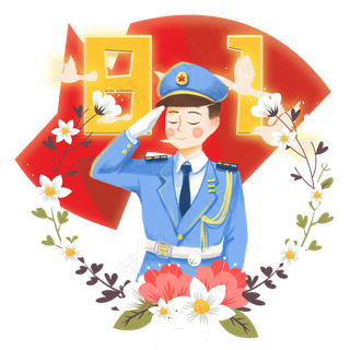八一建军节敬礼空军png素材