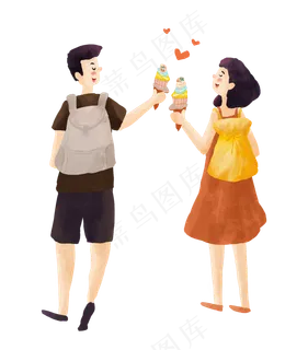 情侣旅行冰淇淋干杯