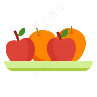 日常生活水果拼盘扁平矢量图,免抠元素