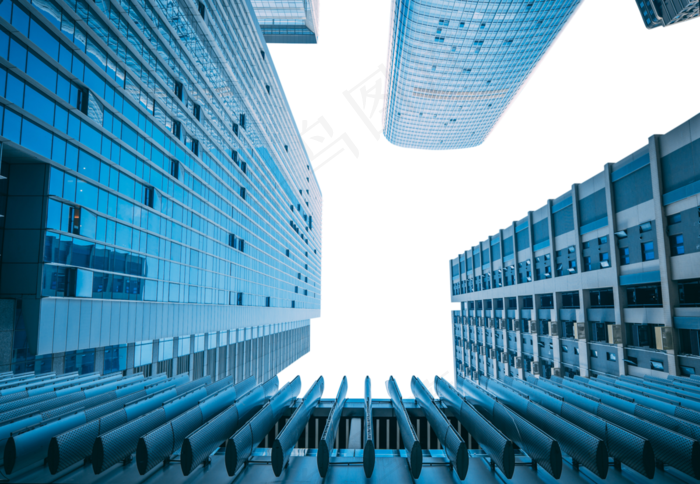 仰拍城市写字楼,免抠元素(4000X2000(DPI:300))