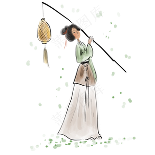 水墨古风人物,免抠元素