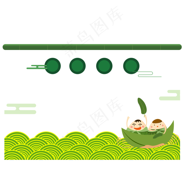 端午粽子绿色放假通知电商卡通可(2000X2000(DPI:300))psd模版下载