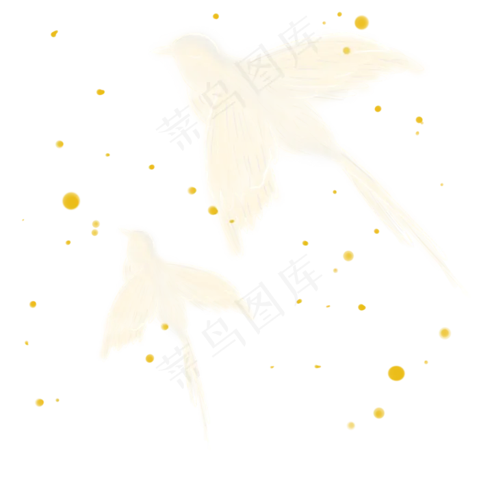 七夕夜白色发光的喜鹊,免抠元素(2000*2000px 300 dpi )psd模版下载