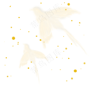 七夕夜白色发光的喜鹊,免抠元素