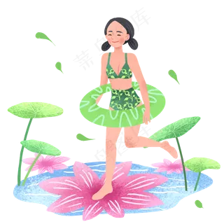 大暑游泳圈女孩