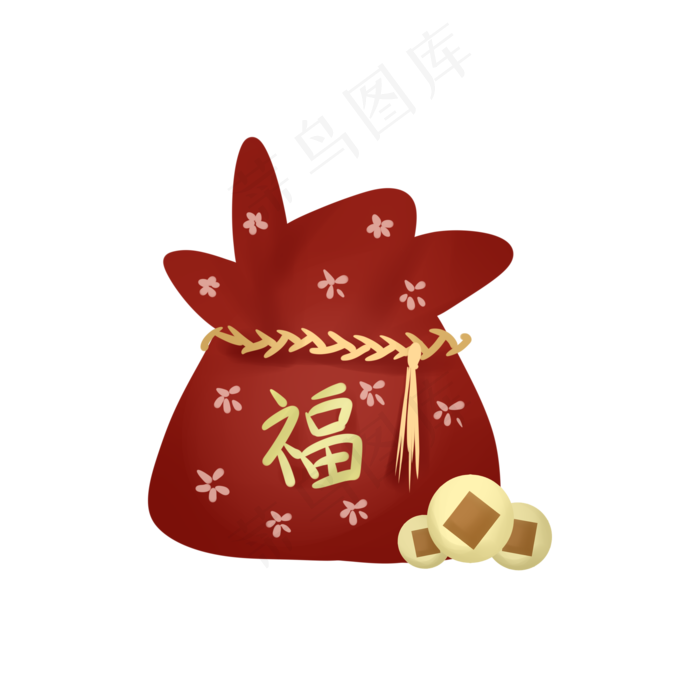 红色金穗新年福袋,免抠元素(2000X2000(DPI:299))psd模版下载