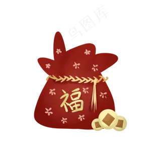 红色金穗新年福袋,免抠元素