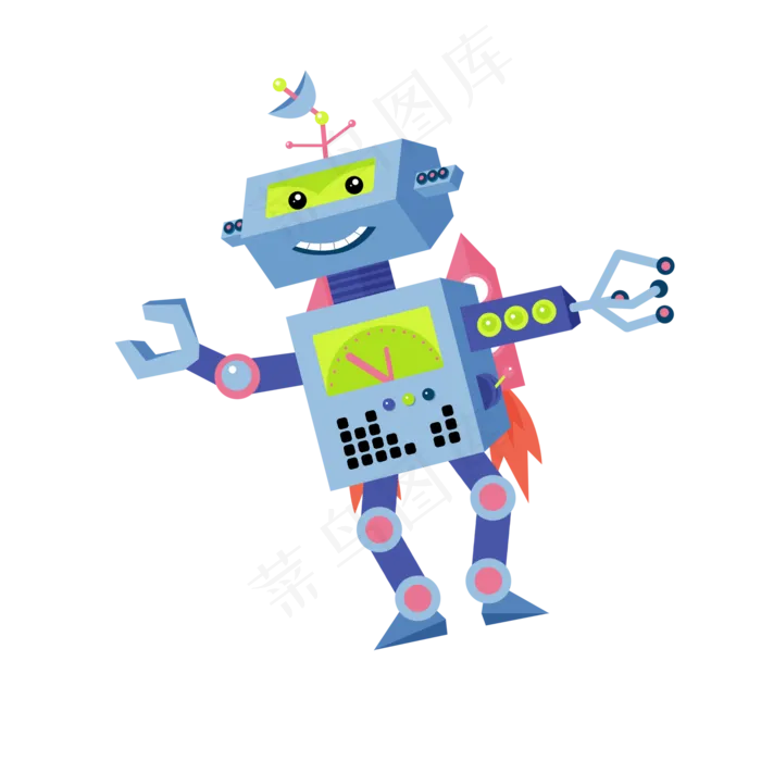 一个卡通可爱智能机器人,免抠元素(1024*1369px 72 dpi )psd模版下载