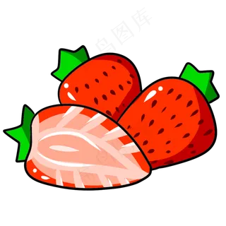 彩色手绘草莓食物元素
