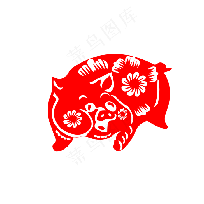 新年喜庆猪剪纸可商用,免抠元素