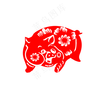 新年喜庆猪剪纸可商用,免抠元素