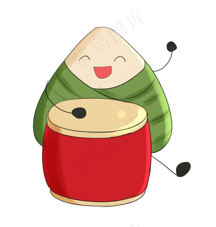 打鼓的可爱粽子插画