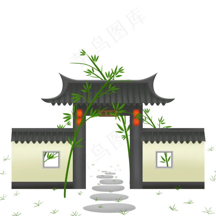 古风建筑房子(2000X2000(DPI:300))psd模版下载