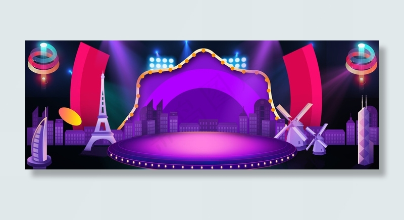 电商618酷炫舞台促销banner背景图片素材