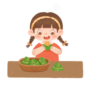 端午节女孩吃粽子端午习俗