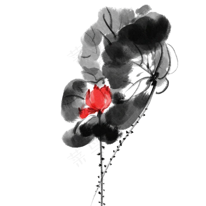 水墨荷花荷叶(2000X2000(DPI:762))psd模版下载