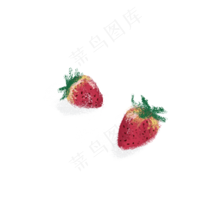 手绘两颗草莓水果设计可商用元素(2000X2000(DPI:150))psd模版下载