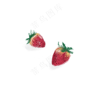 手绘两颗草莓水果设计可商用元素