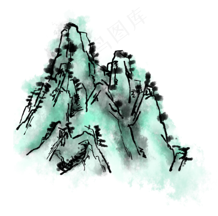 中国风水墨山水丹青(1024X1016(DPI:72))psd模版下载