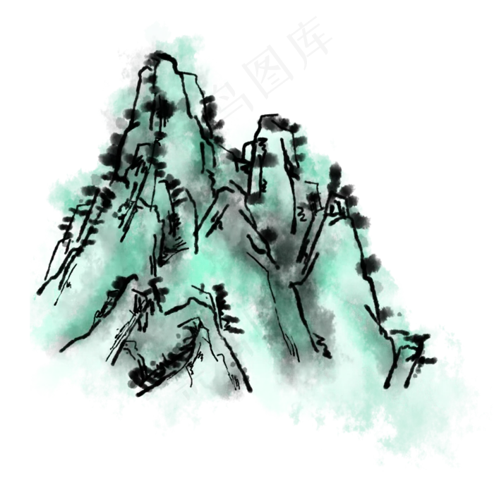 中国风水墨山水丹青(1024X1016(DPI:72))psd模版下载