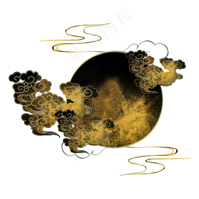 中国风烫金描金云纹边框(3000X3040(DPI:300))ai矢量模版下载