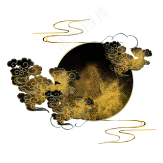 中国风烫金描金云纹边框