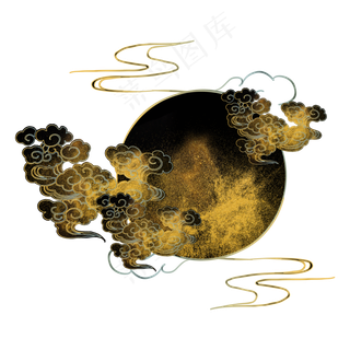 中国风烫金描金云纹边框