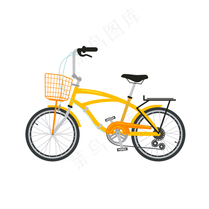 矢量卡通黄色自行车,免抠元素