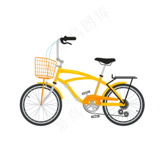 矢量卡通黄色自行车,免抠元素