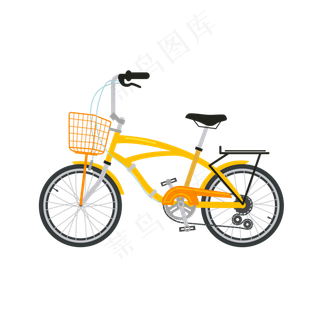 矢量卡通黄色自行车,免抠元素