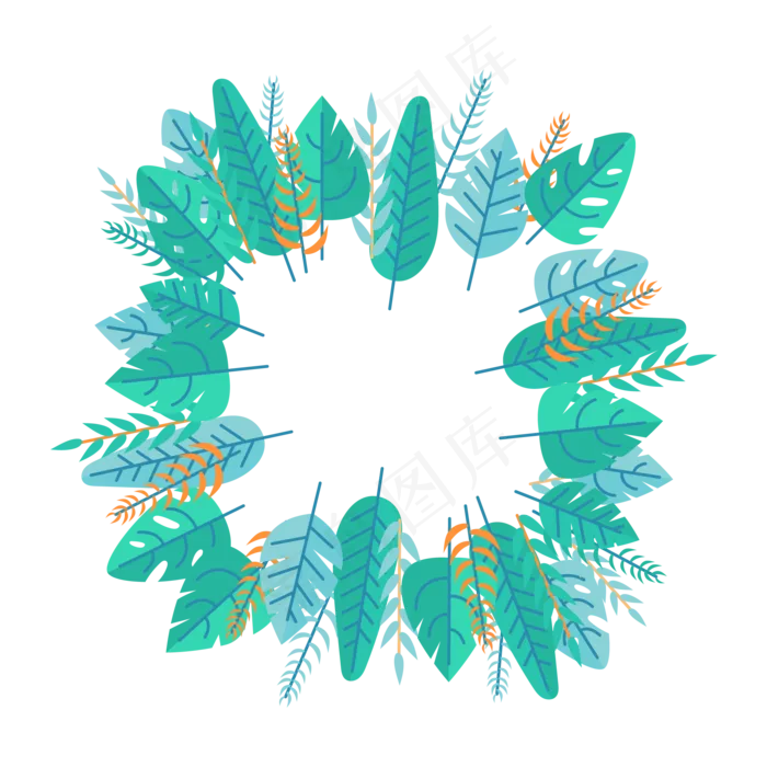 夏季夏天绿色叶子装饰免扣素材ai矢量模版下载