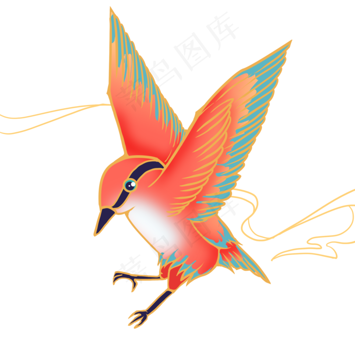 飞翔的彩色飞鸟(2000X2000(DPI:300))psd模版下载